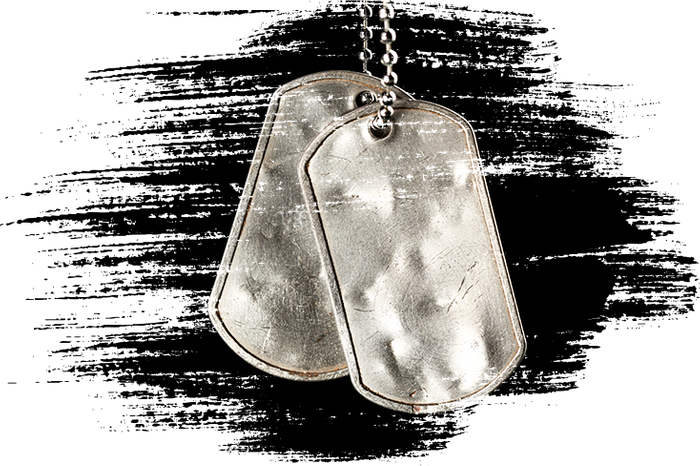 dog tags from a veteran on a black background